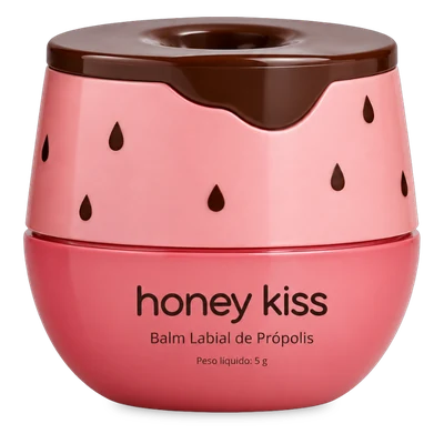 Pote do balm labial HoneyKiss sabor Morango